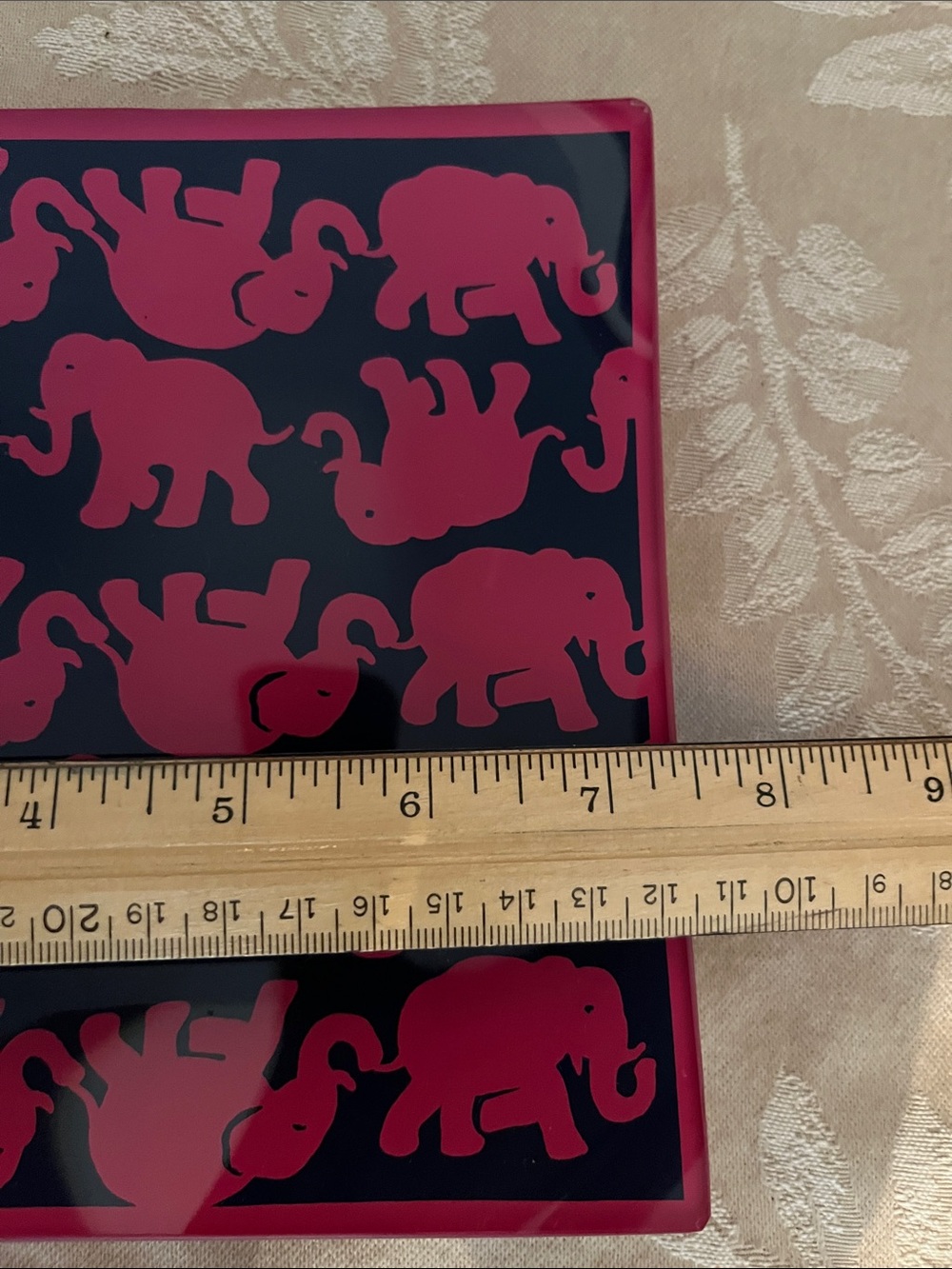 Lilly Pulitzer Hot Pink and Navy Elephant Decorative Tray - Picture 3 of 4